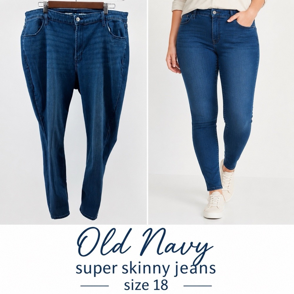 Old Navy High Rise Super Skinny Jeans Women's Size 18 Blue Stretch Classic Denim